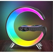 / Світильник-будильник з годиннком, Bluetooth динамік, 15В бездротовий зарядний пристрій RGB40