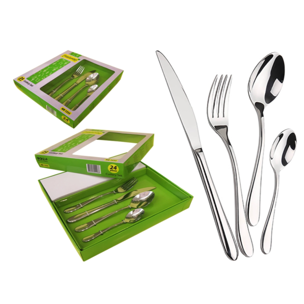 Набір столових приборів Maestro MR-1530-24 нержавіюча сталь 24 предмети сріблястий new