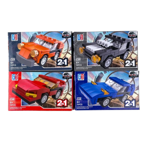 Конструктор 123-353/357 Машинка-трансформер 51-56 деталей мікс