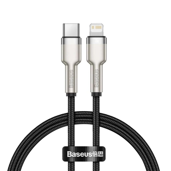 Кабель Type-C/Apple Lightning 1 м Baseus Cafule Series Metal 20 Вт чорний