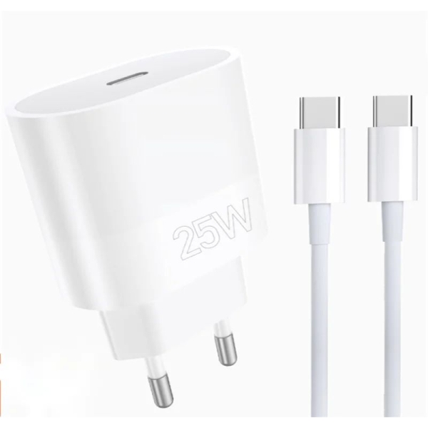 Мережевий зарядний пристрій з кабелем WUW-T86C PD 25W fast charger + USB C to USB C cable set new