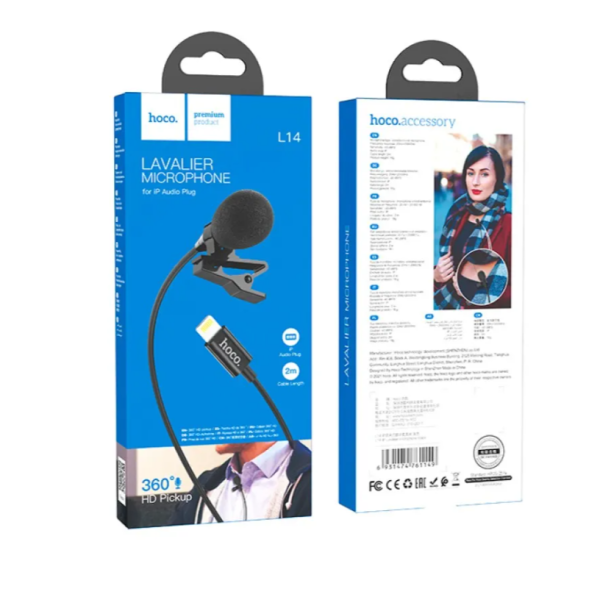 Мікрофон Петлічний HOCO L14 iP Lavalier microphone Lightning/2m. Black new