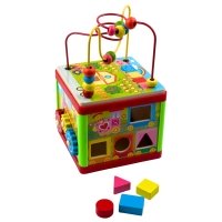 Ігровий набір сортер з лабіринтом Куб MD0880 дерево 4 фігури різнобарвний