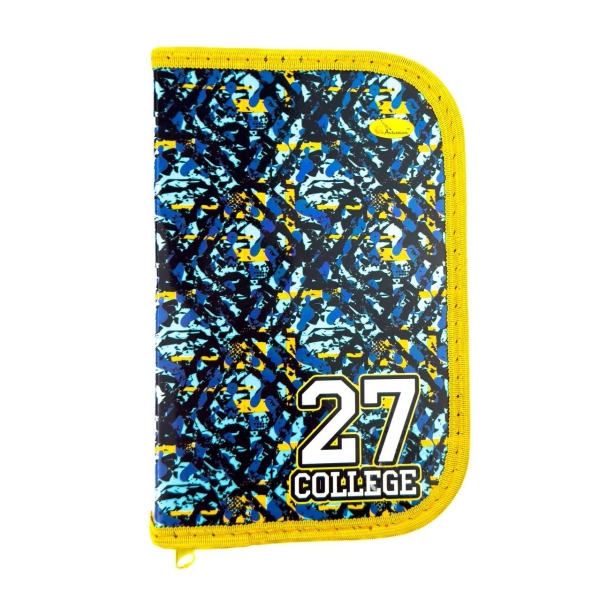 Пенал-книжка Апельсин College 19 х 13 см блакитний з жовтим