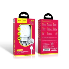 / Зарядний пристрій 220В USBx2 з кабелем USB - Type-c Hoco C78A Max Energy