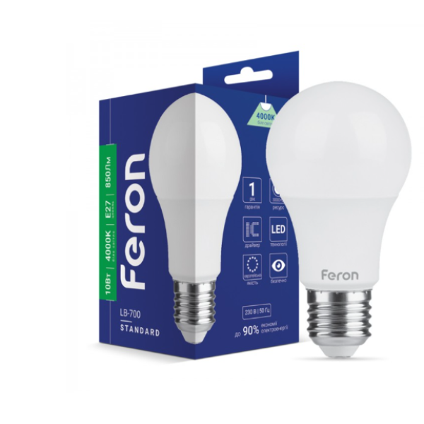 Світлодіодна лампа Feron LB-700 10Вт E27 4000K new