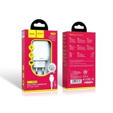 / Зарядний пристрій 220В USBx2 з кабелем USB - Type-c Hoco C78A Max Energy