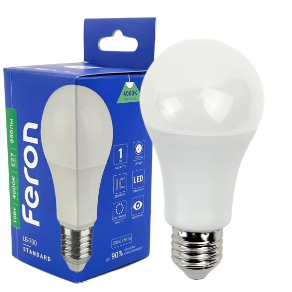 Лампа світлодіодна LED Feron LB-700 E27 10W 4000K 850Lm нейтральний білий