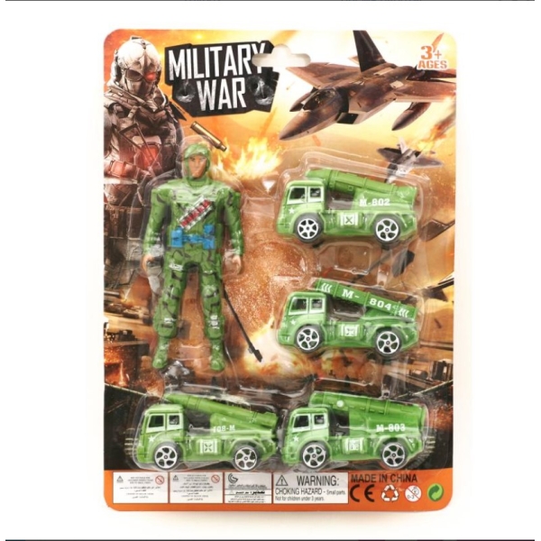 / Набір машинок 669-A1 5 деталей, інерція, військова техніка з солдатом