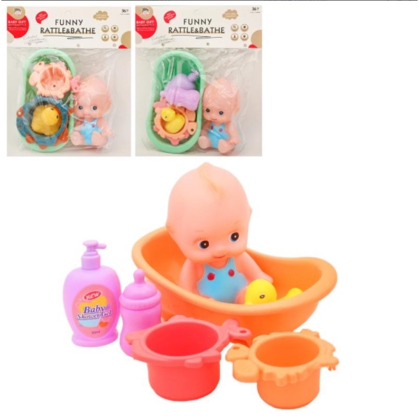/ Пупс у ванночці, качка, флакони, в кульку, 11см.