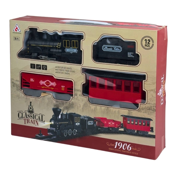 Залізниця з колією 2097 з парою звукові та світлові ефекти 78 см чорний з червоним