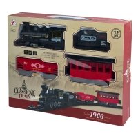 Залізниця з колією 2097 з парою звукові та світлові ефекти 78 см чорний з червоним