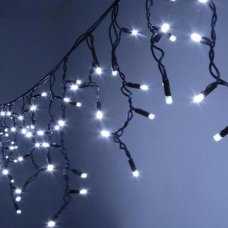 / Світлодіодна гірлянда-бахрома дощик чорний дріт 5 м Euro Led 100 LED білий