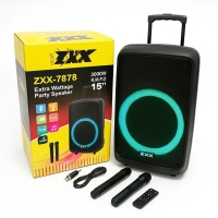 Колонка портативна ZXX 7878 Bluetooth LED FM з мікрофонами чорний