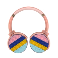 Навушники дитячі бездротові накладні POP IT Rainbow Headset 950BT FM MP3 Bluetooth рожевий