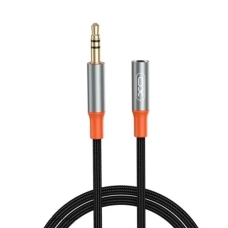 Перехідник 2в1 3.5 мм AUX M/3.5 мм AUX F 1 м XO NB-R269A чорний зі сріблястим