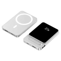 Універсальна мобільна батарея 10000 mAh A77 MagSafe 22.5 W повербанк з дисплеєм сріблястий new