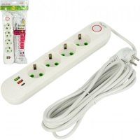 Подовжувач електричний на 4шт/5м +2USB +1Type-C з вимикачем 498 new Подовжувач електричний на 4шт/5м +2USB +1Type-C з вимикачем 498 new