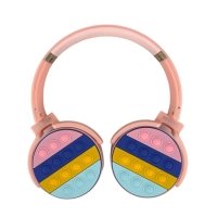 Навушники дитячі бездротові накладні POP IT Rainbow Headset 950BT FM MP3 Bluetooth рожевий
