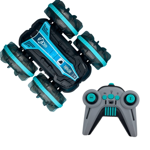 Машинка на радіокеруванні 16 см 911-736A акумулятор трюкова світлові ефекти чорний з бірюзовим