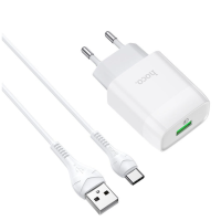 Зарядний пристрій з кабелем USB/Type-C 1 м HOCO C72Q Glorious 18 W білий