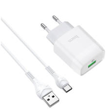 Зарядний пристрій з кабелем USB/Type-C 1 м HOCO C72Q Glorious 18 W білий