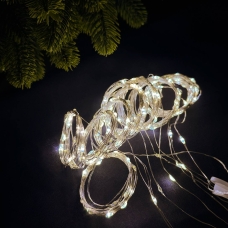 Світлодіодна гірлянда-завіса мідний дріт 160 LED Copper USB з пультом крапля 2 х 2 м теплий білий