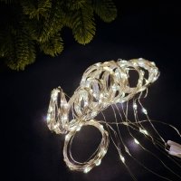 Світлодіодна гірлянда-завіса мідний дріт 160 LED Copper USB з пультом крапля 2 х 2 м теплий білий