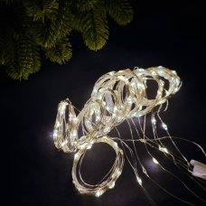 Світлодіодна гірлянда-завіса мідний дріт 160 LED Copper USB з пультом крапля 2 х 2 м теплий білий