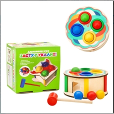 / Дерев'яна іграшка TK Union Group стукалка, молоточок, кульки 4шт.