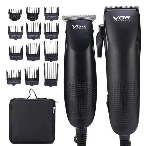 Машинки для стрижки волосся 2 шт VGR V-023 12 насадок чорний