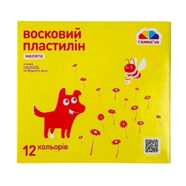 Набір пластиліну 12 кольорів Малята Гамма UA восковий зі стеком