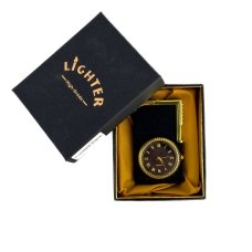 Запальничка газова Lighter 1-75 Годинник п'єзовий підпал метал чорний