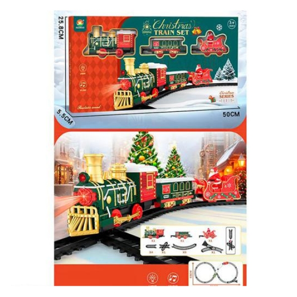 Залізниця 699-68A (18шт) 91-45см, локомотив, вагони 2шт, музика, світло, різдвяна упаковка new