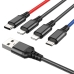 Кабель 4в1 USB/2хApple Lightning+Type-C+microUSB 1 м HOCO X76 2 A різнобарвний