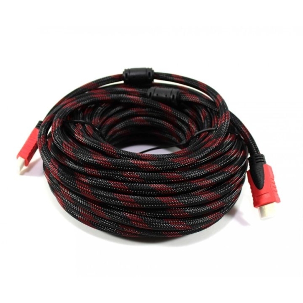 Кабель HDMI-HDMI 15 м чорний з червоним