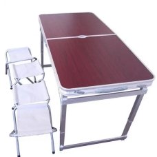 Стіл складаний для пікніка посилений Grand Picnic GP4262 120 х 60 см 4 стільці темно-коричневий