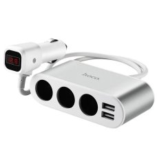 Автомобільний зарядний пристрій HOCO Z13 LCD one-pull-three car charger Silver new