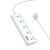 Мережевий фільтр-подовжувач 5 розеток HOCO AC13A 3хUSB/Type C 10 А 1.5 м білий