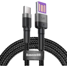 Кабель USB/Type-C 1 м Baseus Cafule HW QC USB Double-sided Blind Interpolation 40 Вт 5 А чорний з сірим