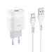 Зарядний пристрій з кабелем USB/Type-C 1 м HOCO C72A Glorious 2.1 А білий