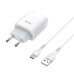 Зарядний пристрій з кабелем USB/Type-C 1 м HOCO C72A Glorious 2.1 А білий