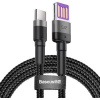 Кабель USB/Type-C 1 м Baseus Cafule HW QC USB Double-sided Blind Interpolation 40 Вт 5 А чорний з сірим