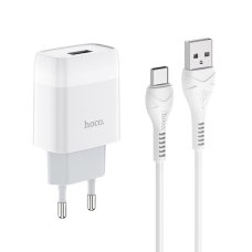 Зарядний пристрій з кабелем USB/Type-C 1 м HOCO C72A Glorious 2.1 А білий