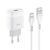 Зарядний пристрій з кабелем USB/Type-C 1 м HOCO C72A Glorious 2.1 А білий