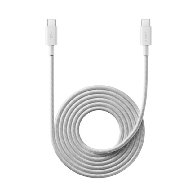Кабель Type-C/Type-C 1 м Xiaomi Braided 120 Вт 6 А білий