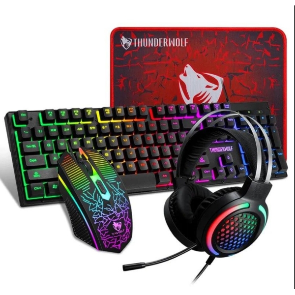 / Ігровий комплект провідний T-Wolf TF400 4в1 клавіатура, мишка, навушники, коврик