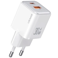 / Мережевий зарядний пристрій Usams US-CC189 PD30W+QC3.0 A+C Dual-port Fast Charger (EU)--X-ron Series White new