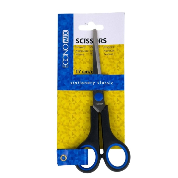 Ножиці офісні 17 см Economix E40402 чорний з синім