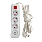 Мережевий фільтр-подовжувач 3 розетки Alfa 2хUSB 5 м білий